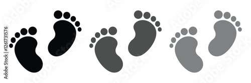 New born, pregnant or coming soon footprints shoes and shoe sole. Kids or baby feet and foot steps Fun vector footsteps icon for print. Love heart blue boy or pink girl sign on white back ground eps20