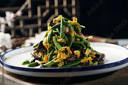 Fototapeta Chicken mushroom and cucumber salad