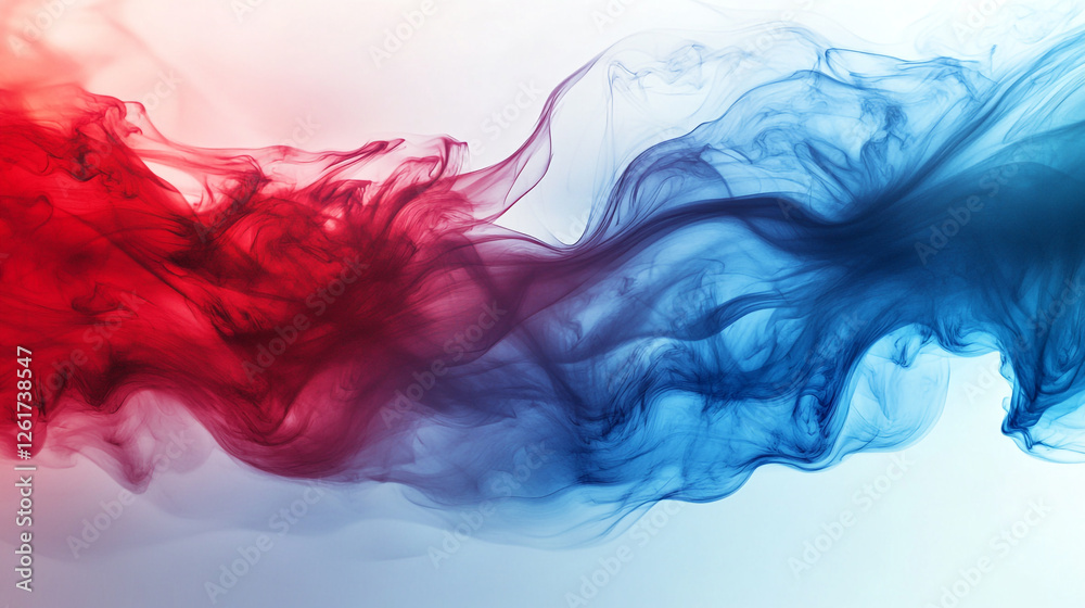 Fototapeta premium Abstract Red Blue Swirling Ink Fluid Dynamic Design Background Art Wave Flow Color Water Smoke Paint