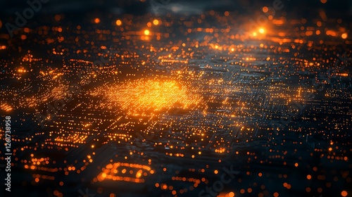 Futuristic city at night, glowing circuits, technology, data flow, abstract background, perfect for tech websites