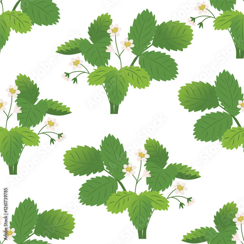 Endless seamless pattern with plant ornament. Seedlings of tomatoes, peppers, cucumbers, strawberries. Packaging design for farms. Vector illustration isolated on transparent background.