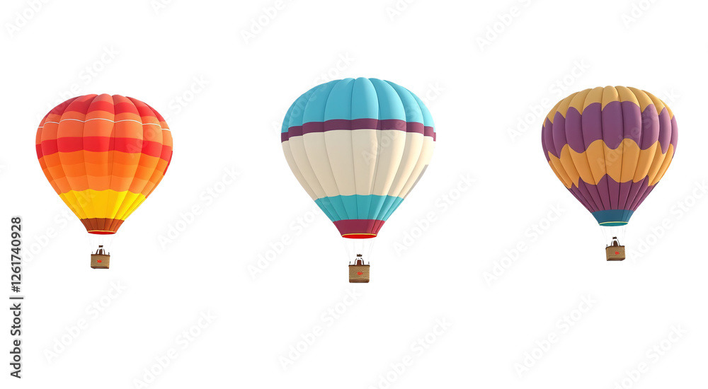 Obraz premium Three Colorful Hot Air Balloons On Black Background