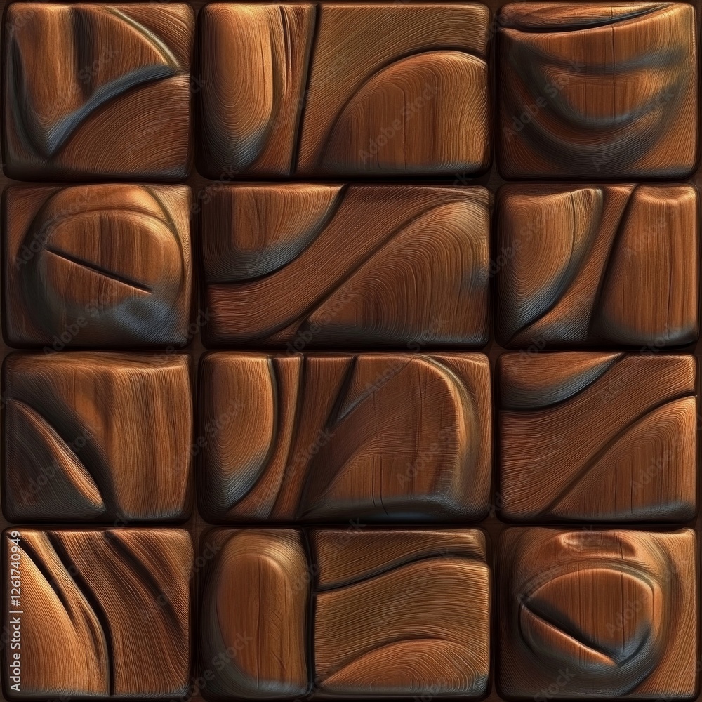 Fototapeta premium Intricate Carved Wooden Blocks Texture