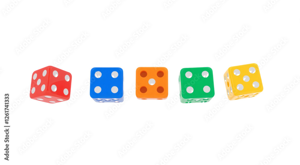 Colorful Pixelated Dice In A Row Colorful Pixelated Dice In A Row