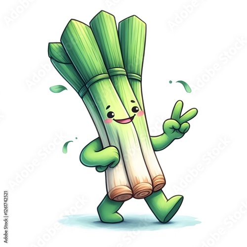 cartoon illustration of a man holding a green leaf