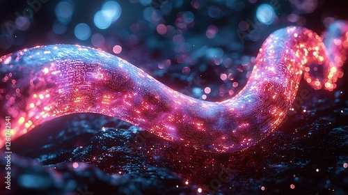 Glowing energy stream, abstract art, cosmic background, science fiction concept, visual effects