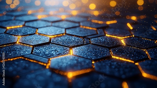 Glowing Hexagon Pattern, Abstract Background, Technology, Futuristic Design, Website, Banner