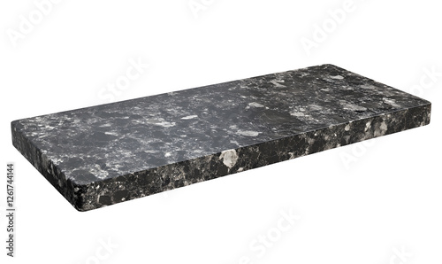 Dark granite countertop slab, isolated, studio shot, for kitchen design