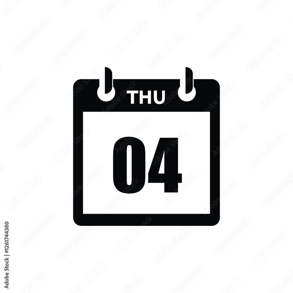 calender icon, 04 thursday icon with white background calender icon, 04 thursday icon with white background
