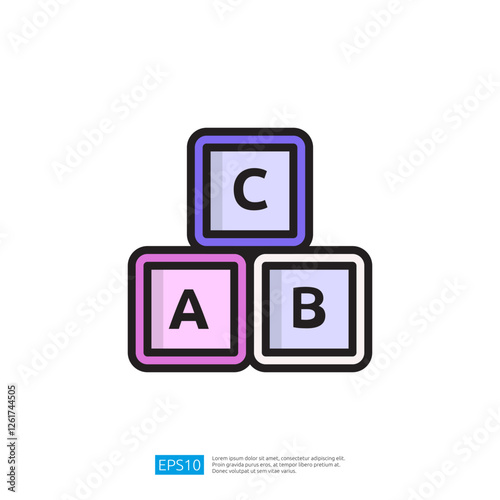 Colorful Building Blocks Playfully Arranged With Soft Shadows For Baby Development Toys For Children Learning Games and Activities At Home. Building Blocks Stacking Puzzle Fun