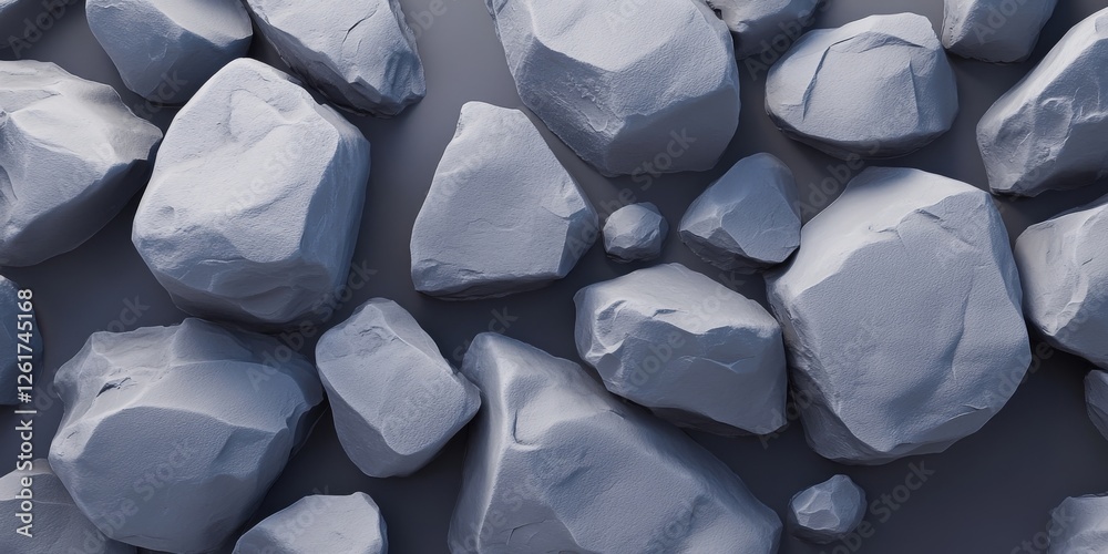 Fototapeta premium Grey Stones Texture: A Collection of Smooth, Grey Rocks Arranged on a Dark Background