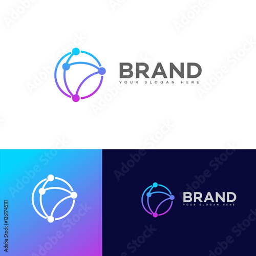 Abstract Global Network Connectivity Brand Logo Design Template