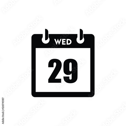calender icon, 29 wednesday icon with white background