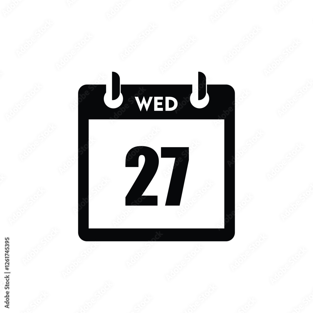 calender icon, 27 wednesday icon with white background calender icon, 27 wednesday icon with white background