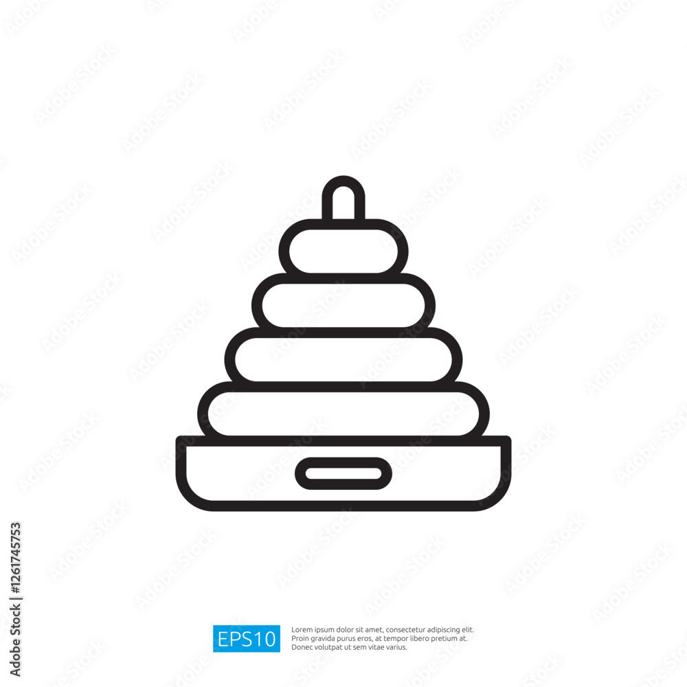 Simple Baby Stacking Ring Design Outline for Toy Concept Illustration. Minimalist Outline Illustration for Baby Toy Learning and Development. Simple Concept Design for Baby Simple Baby Stacking Ring Design Outline for Toy Concept Illustration. Minimalist Outline Illustration for Baby Toy Learning and Development. Simple Concept Design for Baby