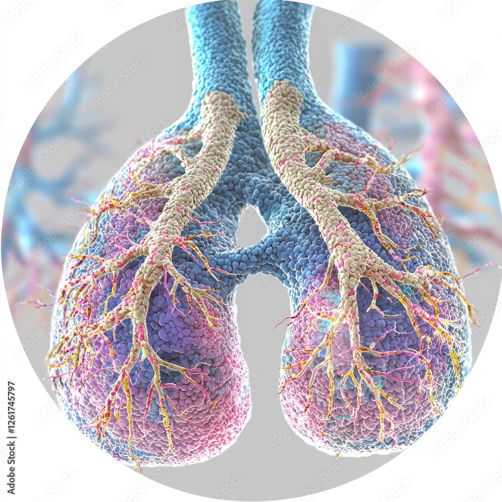 Fototapeta premium Detailed analysis of alveoli structure in lungs for respiratory health.