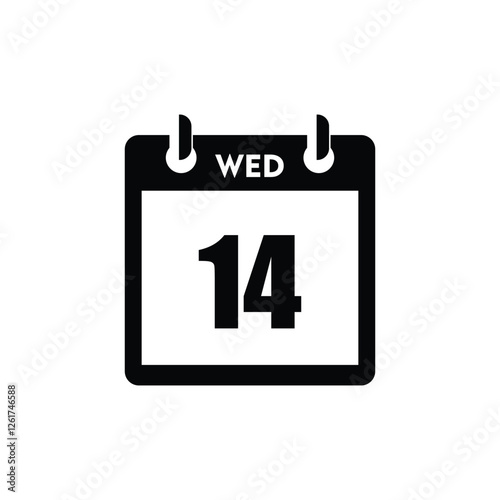 calender icon, 14 wednesday icon with white background