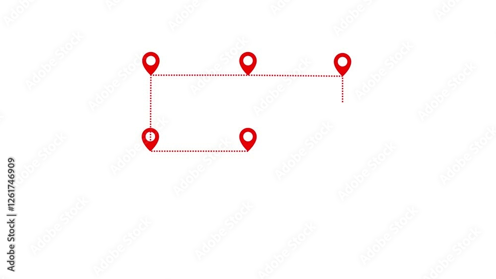 Continuous one line drawing of path with map location pointers. Single line drawing route or way with map pin or navigation pointer that mark geolocation. 4K video animation with alpha channel. Continuous one line drawing of path with map location pointers. Single line drawing route or way with map pin or navigation pointer that mark geolocation. 4K video animation with alpha channel.