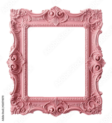 Pink ornate picture frame with classic baroque design, decorative and artistic concept