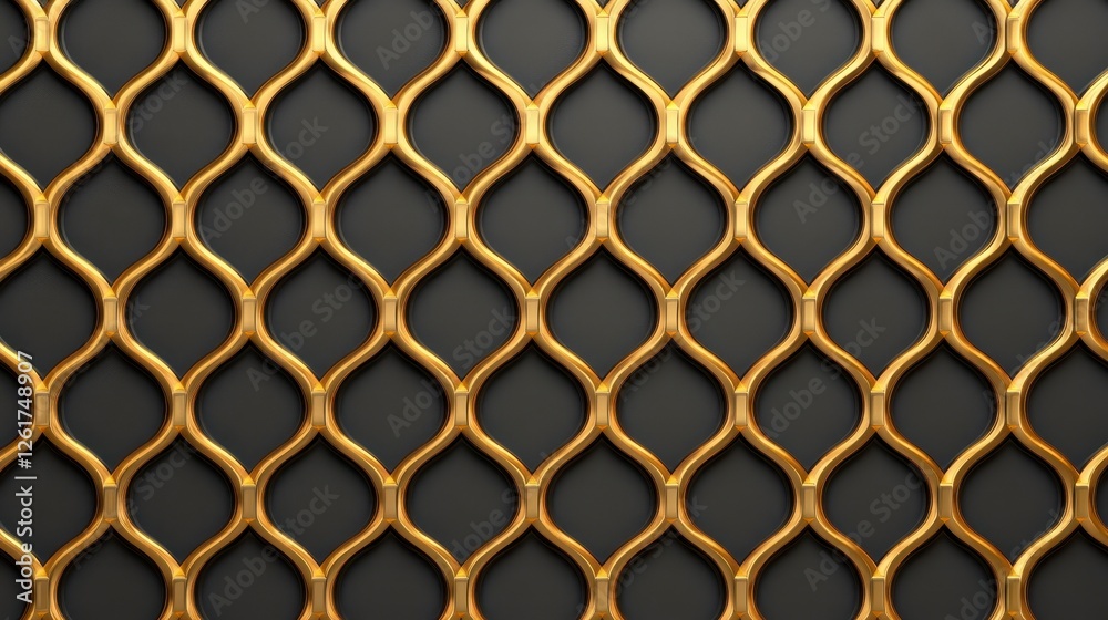 Naklejka premium Gold Mesh Pattern On Dark Background