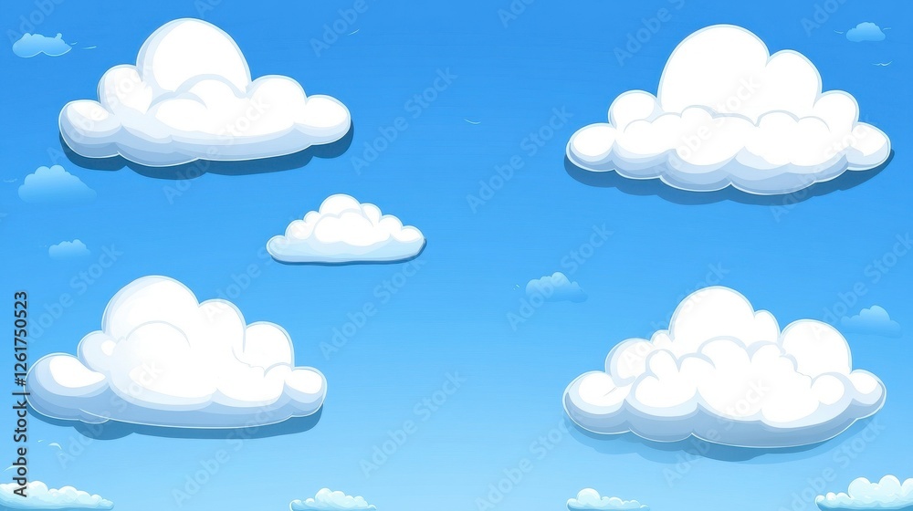 Pixel Art Blue Sky With Fluffy Clouds Pixel Art Blue Sky With Fluffy Clouds
