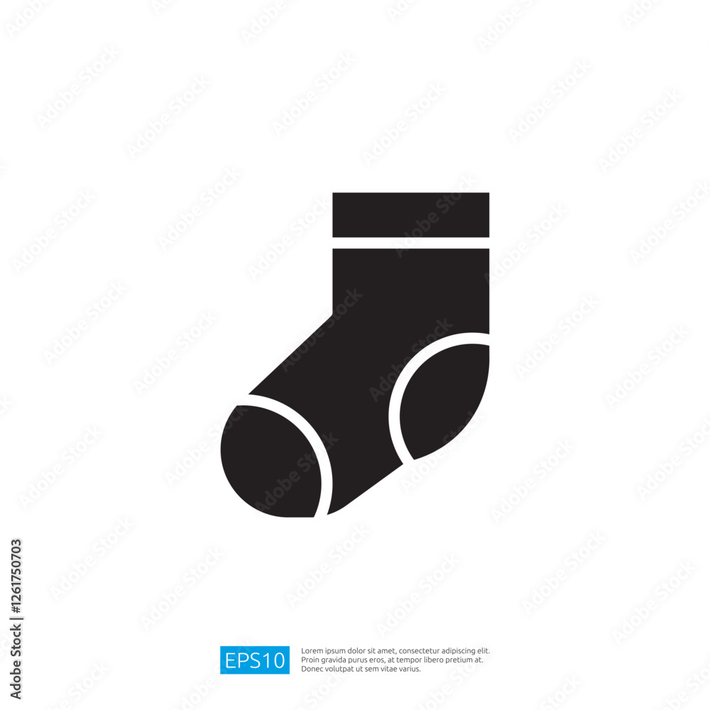 Simple Black Icon Of A Single Sock With Rounded Toe And Cuff On White Backgrounds and details for toddlers or babies or adults or kids or children or infants or other age groups Simple Black Icon Of A Single Sock With Rounded Toe And Cuff On White Backgrounds and details for toddlers or babies or adults or kids or children or infants or other age groups