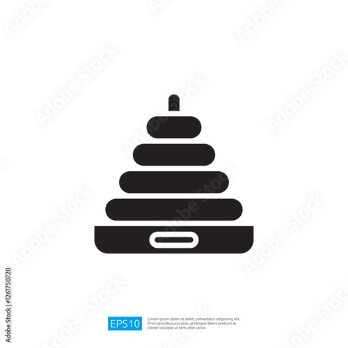 Simple Black Baby Care Stacking Toy on a White Backgrounds and accessories for baby care toys and activity center design ideas for new home furniture designs that focus on baby