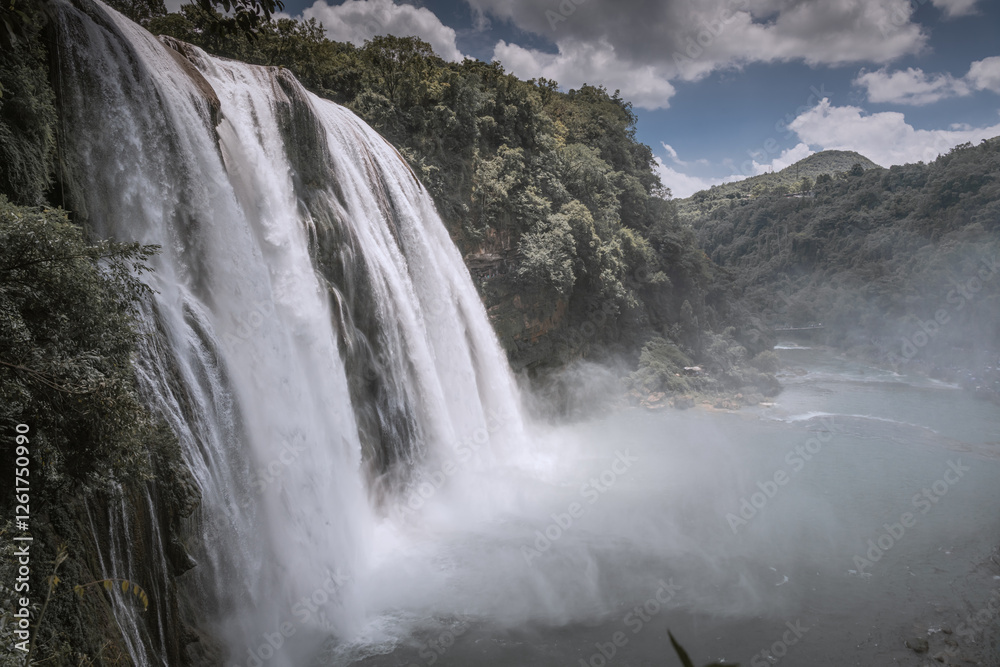 Magnificent view of the grand Huangguoshu waterfall on Baishui River Magnificent view of the grand Huangguoshu waterfall on Baishui River
