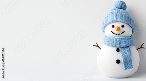A cheerful snowman wearing a blue scarf and hat, representing the joys of winter and holiday fun.