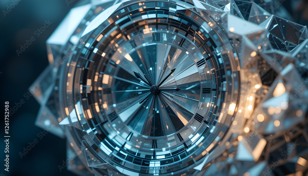 Obraz premium Abstract Background with Crystalline Time Layers in Sharp Geometric Facets