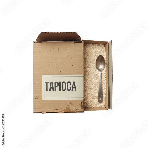 Box of Tapioca Pearls with a Spoon for Serving