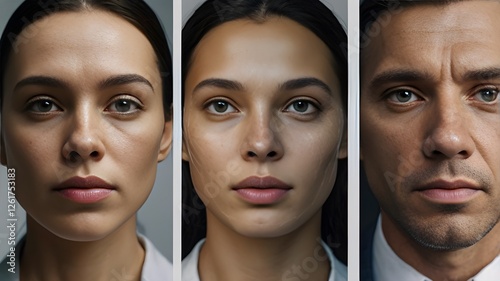 Hyper-realistic AI-generated human faces, indistinguishable from real people, showcasing the evolution of artificial intelligence.

