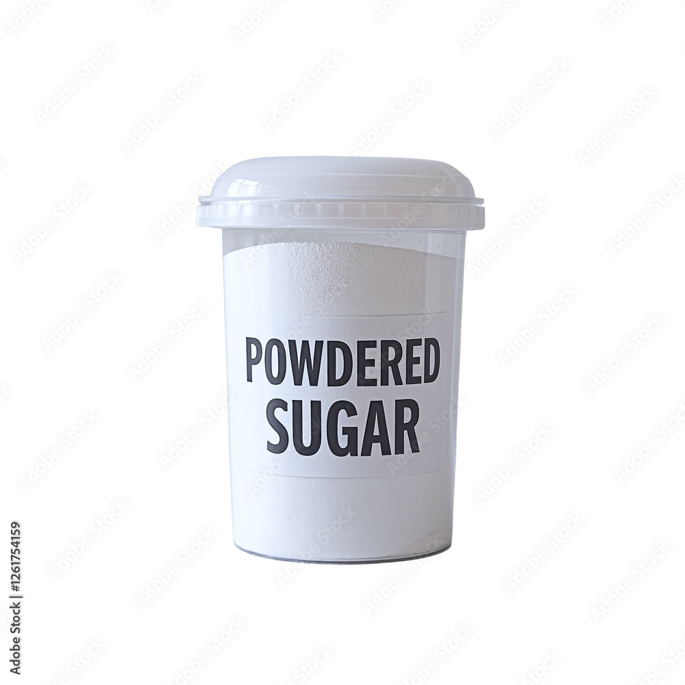 Container of Powdered Sugar for Baking and Cooking Container of Powdered Sugar for Baking and Cooking