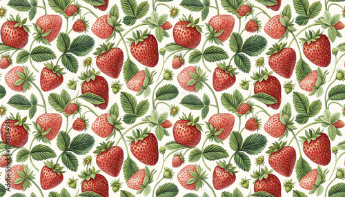 strawberry icons slices seamless pattern summer background