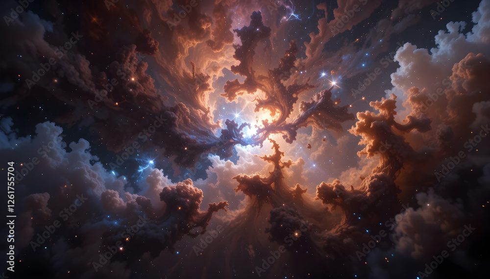 Fototapeta premium Ethereal Abstract Background Showcasing a Vibrant Nebula with Cosmic Depth