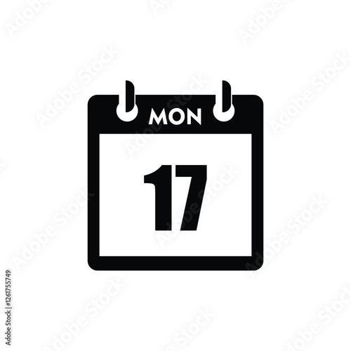 calender icon, 17 monday icon with white background