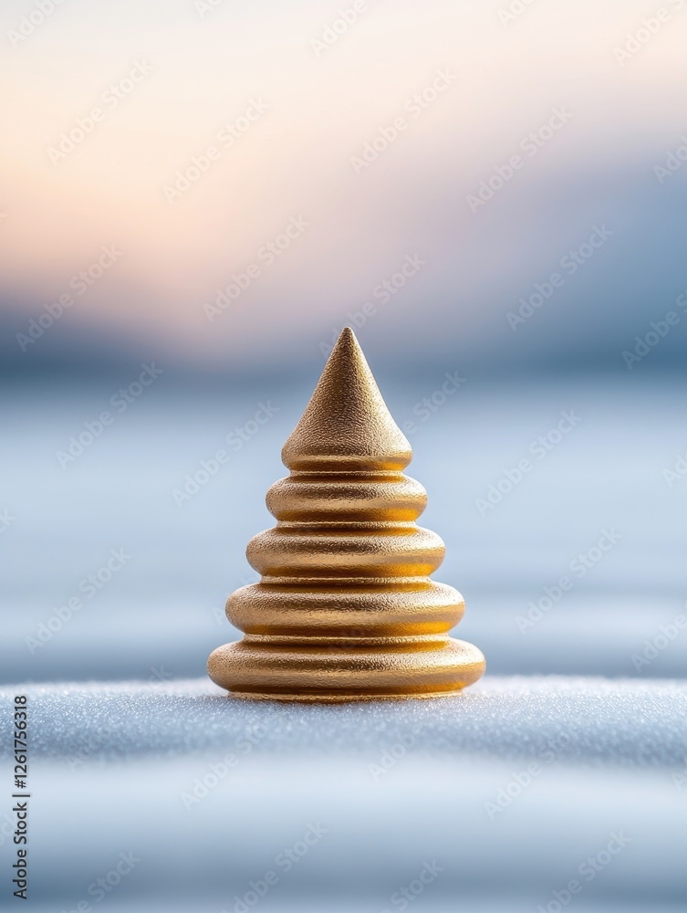 Obraz premium A golden meditation object reflects calmness, symbolizing harmony and balance in a serene environment.