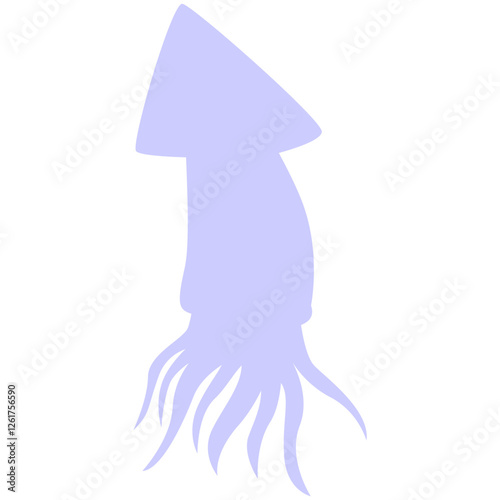 Purple squid silhouette on white background, ideal for marinethemed designs, logos, or print materials needing a nature touch.