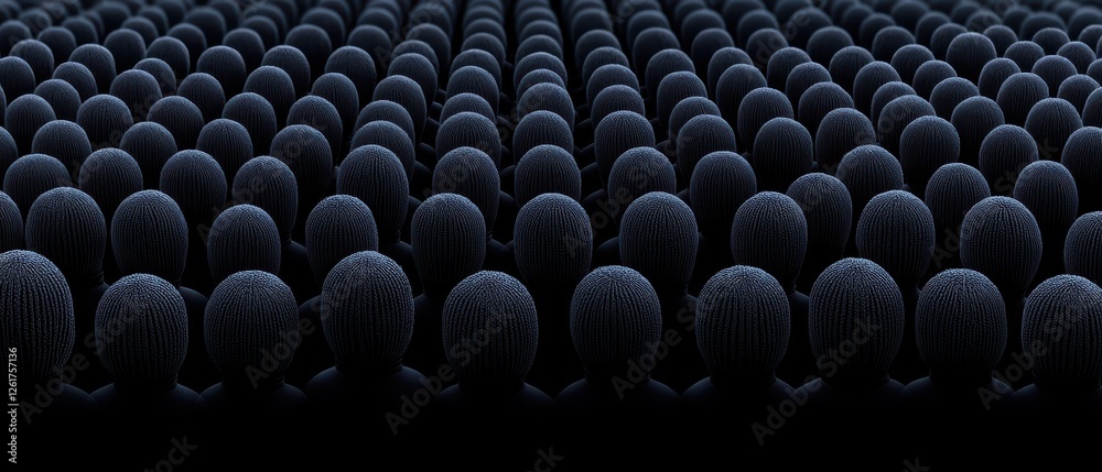 Obraz premium A large group of silhouettes representing unity in diversity, illustrating the collective human presence and identity.