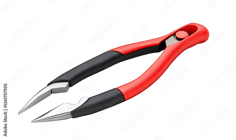 Red and black pliers isolated on black background; tool for gripping, holding, or cutting Red and black pliers isolated on black background; tool for gripping, holding, or cutting