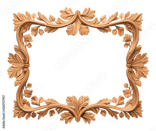 Ornate Carved Wood Frame On Transparent Background
