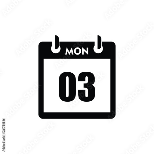 calender icon, 03 monday icon with white background