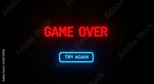 Game Over Try Again Wallpaper - Neon Retro Gaming Screen
