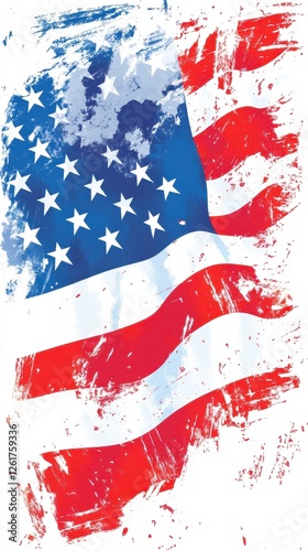 Distressed american flag illustration featuring red white and blue