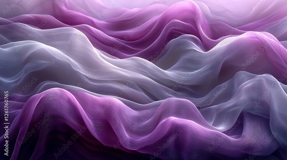 Fototapeta premium Purple and white fabric waves, abstract background, texture design