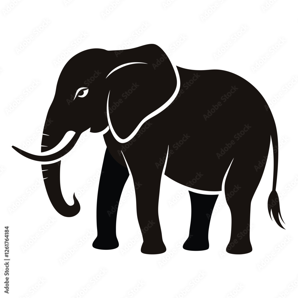 Silhouette of an Elephant in Black and White Silhouette of an Elephant in Black and White