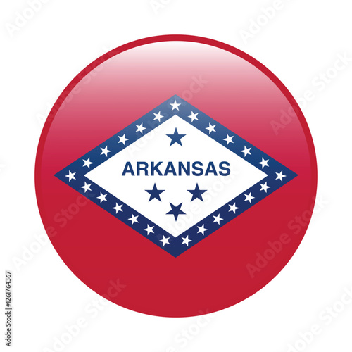 Arkansas state flag. Arkansas state round flag logo icon computer vector illustration design