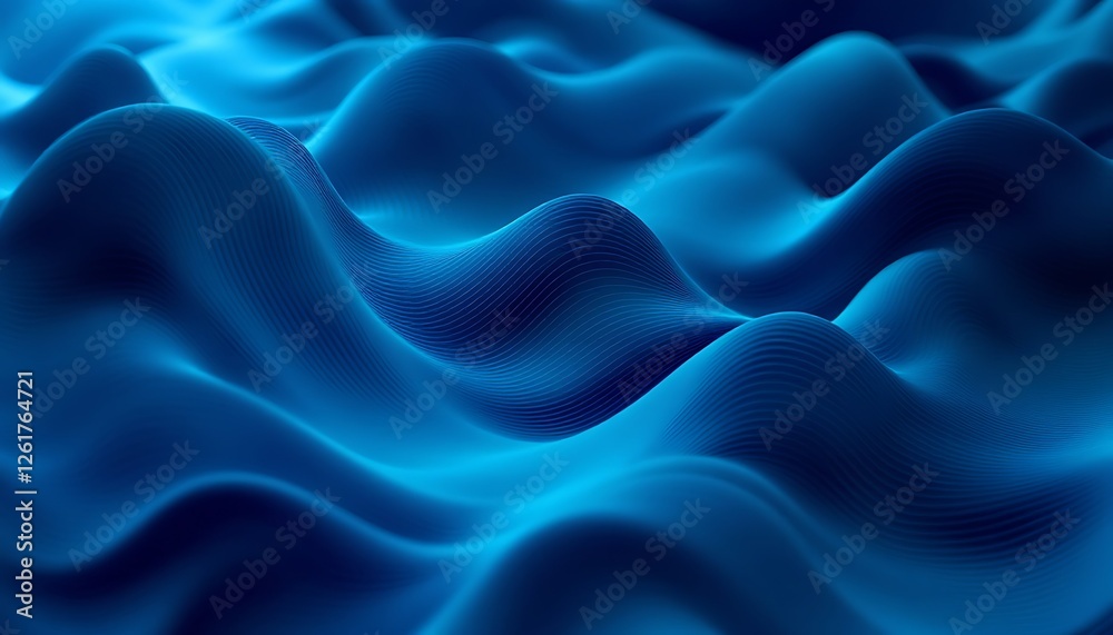 Obraz premium Abstract blue wave background, digital art, technology concept