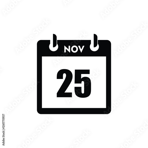 calender icon, 25 november icon with white background