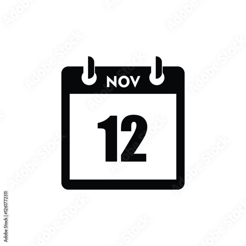 calender icon, 12 november icon with white background